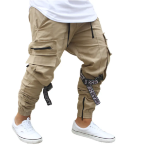 Calça Cargo Masculina Bege com Bolsos